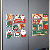 Festive Christmas Fridge Magnets Cartoon Santa Snowman Reindeer Magnets Refrigerator Decor Holiday Home Decorations