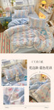 Korean Princess Style 4Pcs Floral Ruffles Bedding Set Single Queen Size Soft Skin-friendly Washed Cotton Duvet Cover Pillowcase