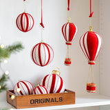 2Pcs Christmas Hot Air Balloon Pendants Flannel Tree Ornaments Creative Christmas Pendants Holiday Supplies Colorful Pearl Small