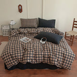 Vintage Style Plaid Bedding Sets 2025 New Soft Bed Sheet Set Woman Duvet Cover For Girls With Pillow Covers Quilt Cover