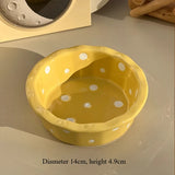 Instagram Style Yogurt Polka Dot Lace Bowl Cute Girlish Heart Breakfast Ceramic Home Oat Bowl
