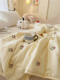 Embroidered Summer Quilt Washed Cotton Girl Home Comfortable Skin Friendly Soft Air-Conditioned Thin Quilted Queen Size Blankets