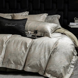 600TC Lyocell Cotton Flowers Jacquard Soft Silky Bedding Set Queen King Size Duvet Cover Bed Sheet/Fitted Sheet Pillowcases 4Pcs