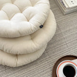 2025 high-end tatami round dining chair strap chair cushion Japanese simple white square seat cushion sedentary