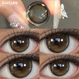 1 Pair Rainy Mood Series Colored Contact Lenses Natural Brown Pupils Eyes Contact lenses Gray Soft Contacts 14.20mm