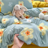 New Floral Double-piece Washed Cotton Quilt Cover  Skin-friendly Breathable Student Dormitory Duvet Covers Without Pillowcases