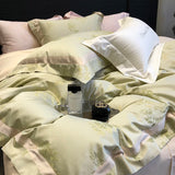 Luxury 1000TC Lyocell Cotton Jacquard Soft Silky Bedding Set Queen King Size Duvet Cover Bed Sheet/Fitted Sheet Pillowcases 4Pcs