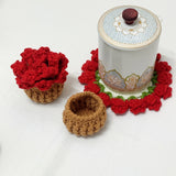 Crochet Floral Coasters Set Table Decorations Bouquet Coasters Potted Plant Decor Handmade Crafts Table Mat Kitchens Accessories