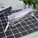 Simple Pencil Box Cute Transparent Pencil Case Zipper Square School Student Supplies Stationery Storage Bag