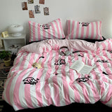 INS Bed Linen Embroideries Stripe bedding Duvet Cover Queen Bedding Set Comforter Cover Sets With Pillowcase Bed Sheets Set