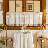 White Lace Short Curtain Double-layer Bookcase Enclosure Kitchen Door Curtains Cafe Livingroom Window Kitchen Half Curtain Decor