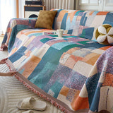 1pc Geometric Pattern Sofa Towel Chenille Sofa Throw Blanket With Tassels Four Seasons Universal Anti Cat Scratch Sofa Protector
