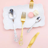 Retro Ins Luxury Relief Stainless Steel Fork And Knife Set Golden And Silver Home Dining Utensils Steak Knife And Fork Set
