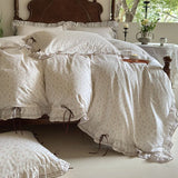100% Cotton Pastoral Floral Print Ruffles Bow Princess Bedding Set Queen King Duvet Cover Set Bed Sheet/Fitted Sheet Pillowcases