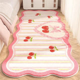 Home Decor Alien Bedside Carpet Pink Cherry Print Princess Room Cloak Room Carpet Thickened Plush Anti Slip Floor Mat