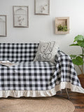 Black White Cotton Sofa Cover Blanket Sofa Towel for Living Room Furniture Decor Tapestry Couch Cover for Sofas