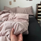 Ins Nordic Bedding Set Plaid Striped Duvet Cover Set Soft Flat Sheets Set 2 Pillowcases Single Twin Full Queen Size Simple Style