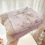 Floral Bedding Set Korean Style Duvet Cover Set Bed Linen Set Flat Sheets Set 2 Pillowcases Single Double Queen Size For Student