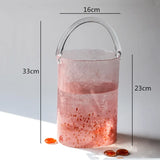 Glass Vase Hand Basket Bag Pink Clear Bottle Terrarium Flower Hydroponics Home Decoration Accessories Vases Pots