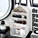 Slanted Makeup Brush Storage Rack Organizer Multiple Grids Large Capacity Table Cosmetics Rack with Drawer Lipstick Storage Box
