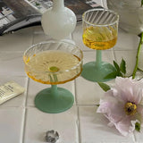 Handmade Colored Glass Cocktail Champagne Flutes Decor Home Party Milkshake Ice Cream Dessert Cup INS Coffee Milk Wine Goblet