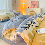 New high-weight, fresh and light milk fleece printed quilt cover Thickened warm Duvet cover