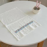 Korean Flower Embroidery Fabric Rectangular Placemat Heat Resistant Table Decoration and Accessories Dining Table Mats