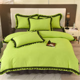 Princess Style Bedding Set Ruffle Duvet Cover With Lace Soft Four Piece Set Quilt Cover Bed Skirt Pillowcase Girls Bedroom Decor