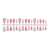 Almond Press on Nail 3D Flower Ripples False Nails Pink Gradient Pearl French Fake Nails Wearable Manicure Strawberry Nails 3d
