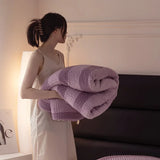 Autumn and Winter New Teddy Rabbit Plush Light Luxury Striped Blanket Cover Blanket
