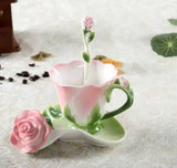 Family Afternoon Tea Ceramic Coffee Cup Set, High-quality Teapot , Creative Enamel Colored Handcrafted Rose Tea Set, Friend Gift