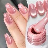 12ml 1-16pcs Autumn Nails New Clear Pink Glass Bead Moonlight Magnet Cat Eye Gel Nail Polish Whitening Nail Supplies
