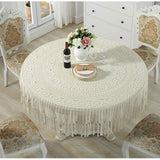 Tassel Table Cover for Dining Table, Lace Tablecloth, Crochet Round Tablecloths, Decorative Cloth, Nordic,Pastoral,Luxury