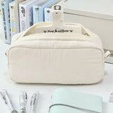 Simple Solid Color Square Pencil Case Large Capacity Classified Storage Pencil Bags Multifunctional Student Stationery Organizer