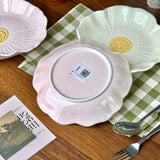8 Inch Flower Ceramic Plate, High Aesthetic Ins Style Coffee Dessert Dish, Petal Shaped Dinner Plate