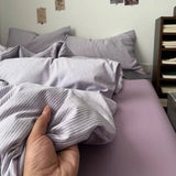 Ins Nordic Bedding Set Plaid Striped Duvet Cover Set Soft Flat Sheets Set 2 Pillowcases Single Twin Full Queen Size Simple Style