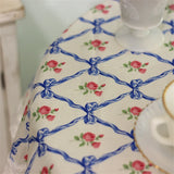 French Romantic Tablecloth Butterfly Knot Rose Printed Pure Cotton Tablecloth Lace Lace Dustproof Cover Towel Home Decoration