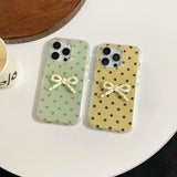 Fresh Stereo Bow Polka Dot Mobile Phone Case Suitable for Apple for Iphone16Promax Case/For Iphone15Promax Case/14Pro Case/13 Iphonecase/Fashionable Women's Mobile Phone Case/Simple Mobile Phone Case
