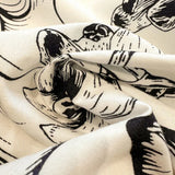 Korean Black White Hepburn Style Bedding Sets Ultra Soft Breathable Duvet Cover Set with Black Lace Fitted Sheet Set for Adults