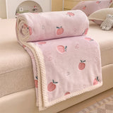 Peach Fleece Throw Blanket, Cute Bright Fruits Design Cozy Decor Nap Blankets for Sofa Bed Couch Chair Dorm Decorative Blanket