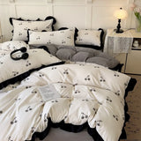 French New Class A Bed Set Four-piece Set Comforter Washed Cotton Four-season Skin Friendly Quilt Cover Three-piece Bedding Set