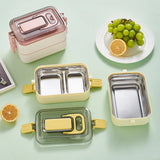 Stainless Steel Two Layer Lunch Box,Portable Bento Box with Cutlery, Large Capacity Food Container, Lunch Box for Women
