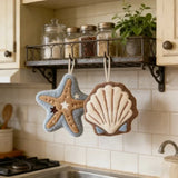 New Summer Ocean Themed Hand Towel, Shell Starfish Shaped Plush Hand Towel, Bathroom and Kitchen Hanging Towel