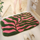 Colorful Tufted Bath Mat - Plush Microfiber, Fast Drying & High Absorbency, Non-Slip TPR Backing, Thick Bathroom Rug for Home