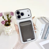 2 In 1 Clear PC Jelly Card Pack Phone Case For iPhone 17 Air 16 15 14 13 12 11 Plus Pro Max Insert Soft Full Frame Bumper Cover