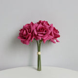 5Heads Curled Edge Rose Bouquet Real Touch Artificial Flowers Rose Wedding Bridal Bouquet Party Festival Home Decor Fake Flowers