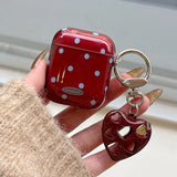 Polka Dot Protecitve Case For AirPods 4 Pro 2 Premium Sleeve Cover For AirPods 3 4th Generation Case with Heart Keychain Pendant