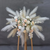 Pampas Grass Rose Table Centerpiece Ball,  Wedding Floral Arrangement，Road Lead, Event Stage, Floor Flower Ball, Window Display