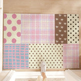 Pastel Cute Patchwork Pattern Wire Loop Mat Wear-Resistant Non-Slip Household Entrance Door Floor Mat