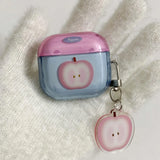 Pink and Blue Spliced Apple Core + Pendant Suitable for Apple for Airpodspro2 Case/For Airpodspro Case/For Airpods4 Case/For Airpods3 Case/For Airpods2 Case/Fashionable Women's Earphone Case/Simple Earphone Case